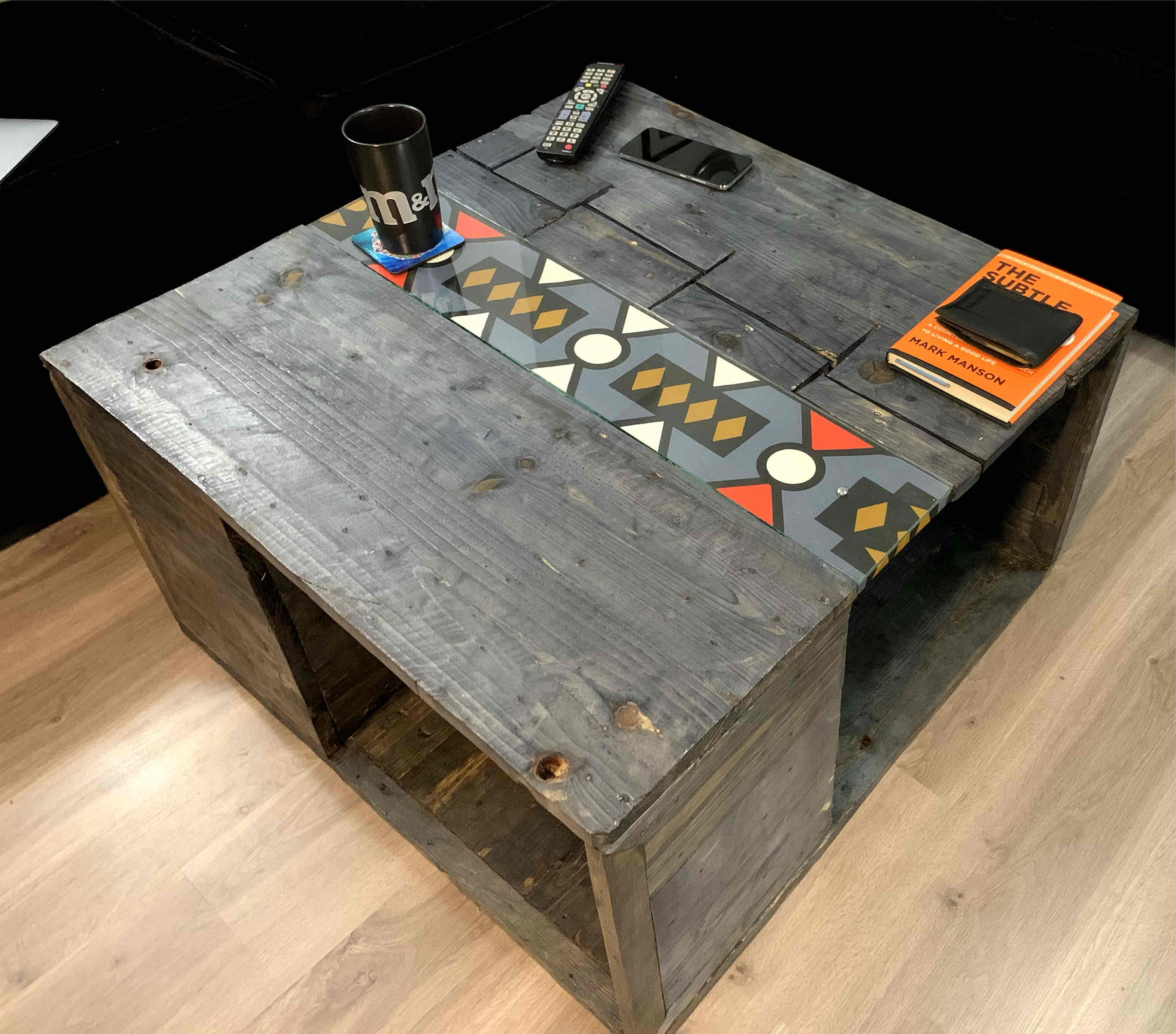 Wooden Coffee Table with Ankara Design — image 2