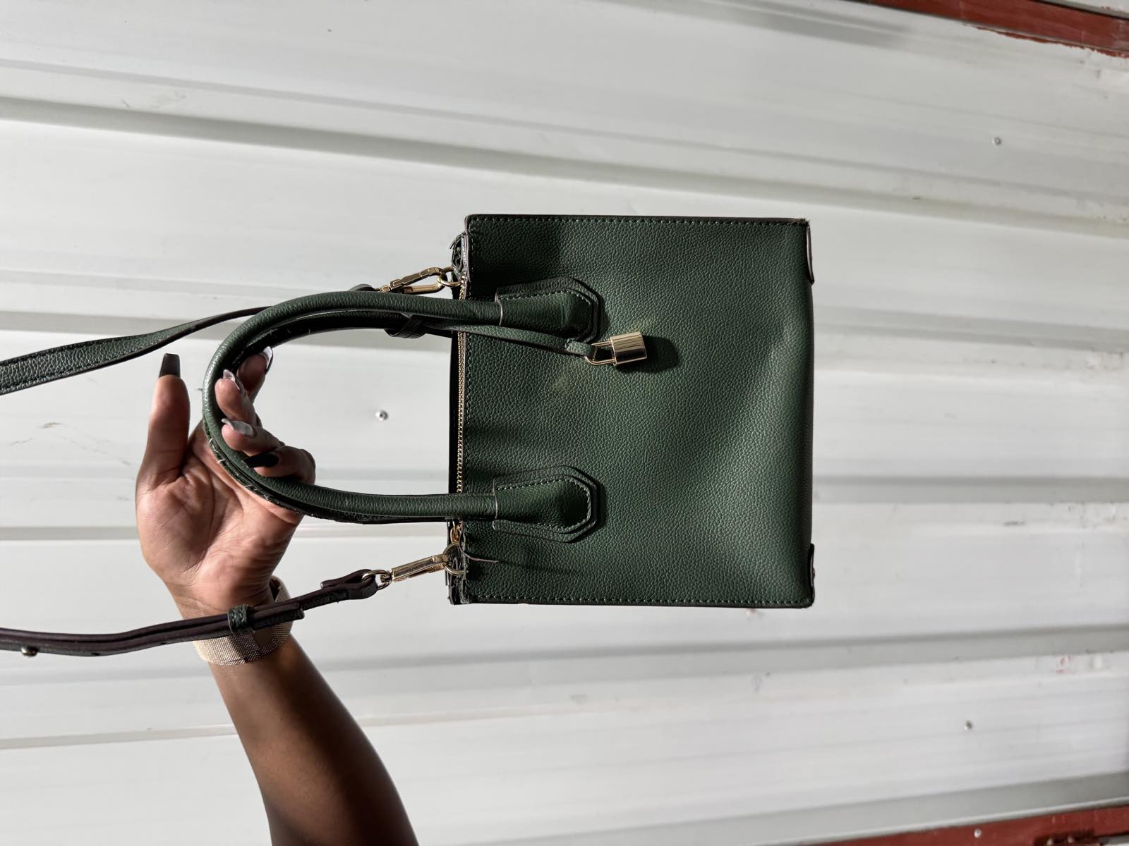 Dark Green Leather Crossbody Bag