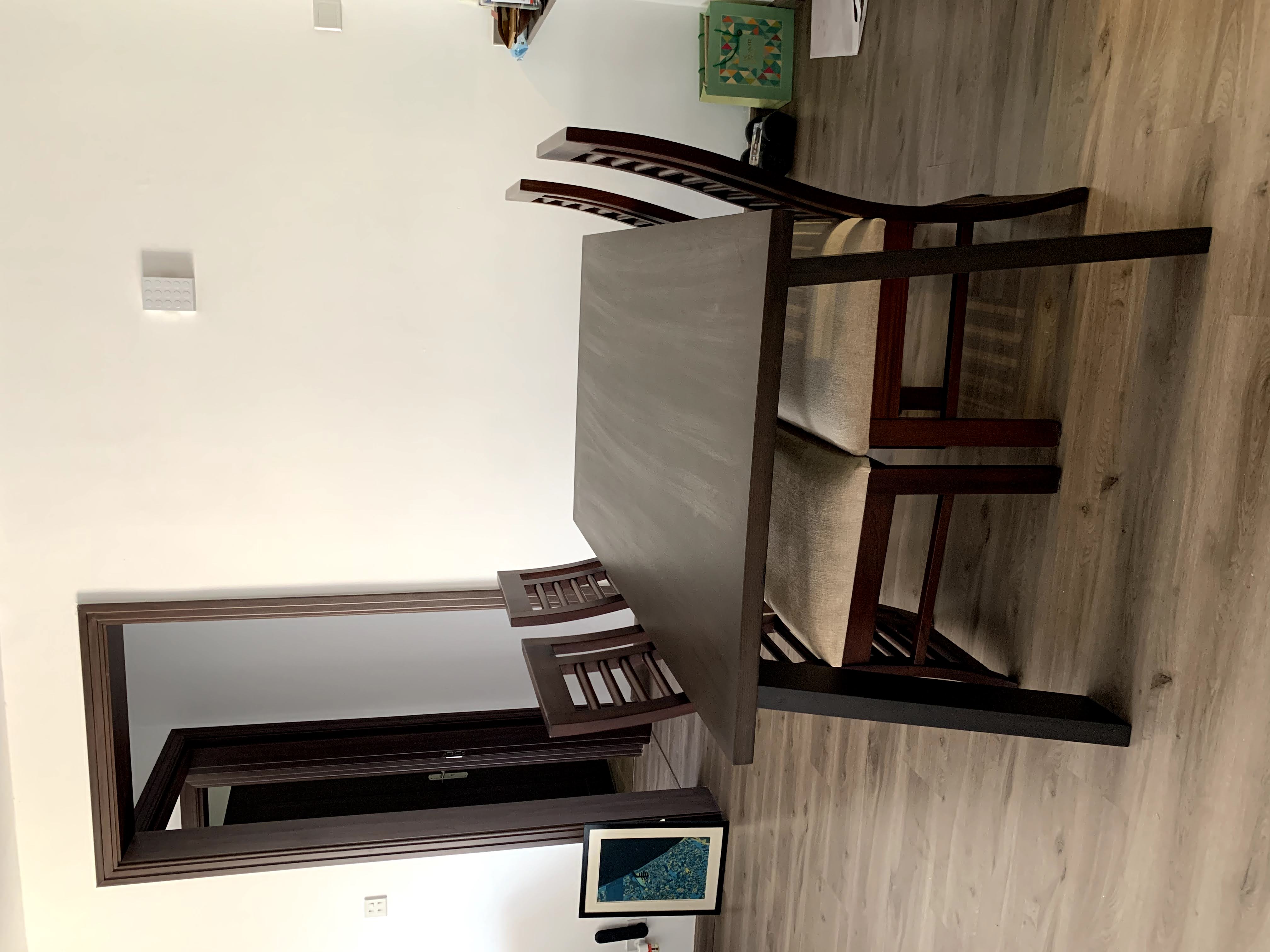 Dark Wood 4-Seater Rectangular Dining Table with Chairs