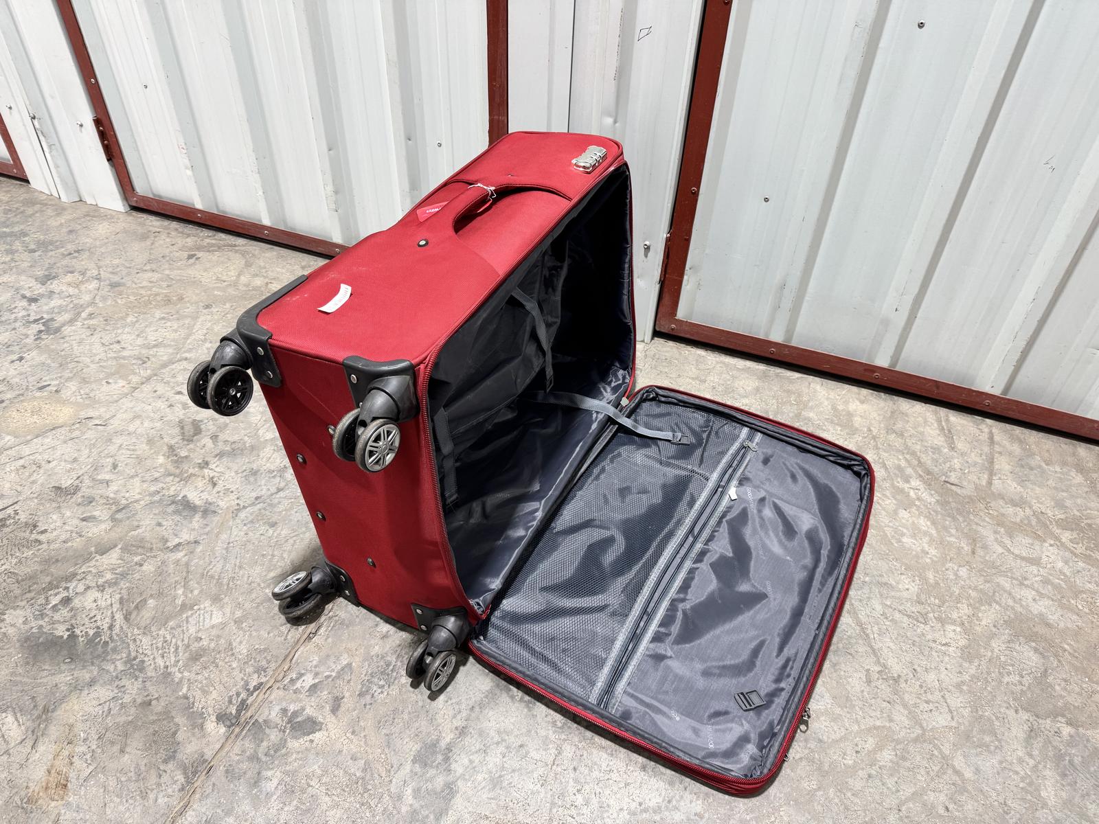Red Fabric Spinner Suitcase