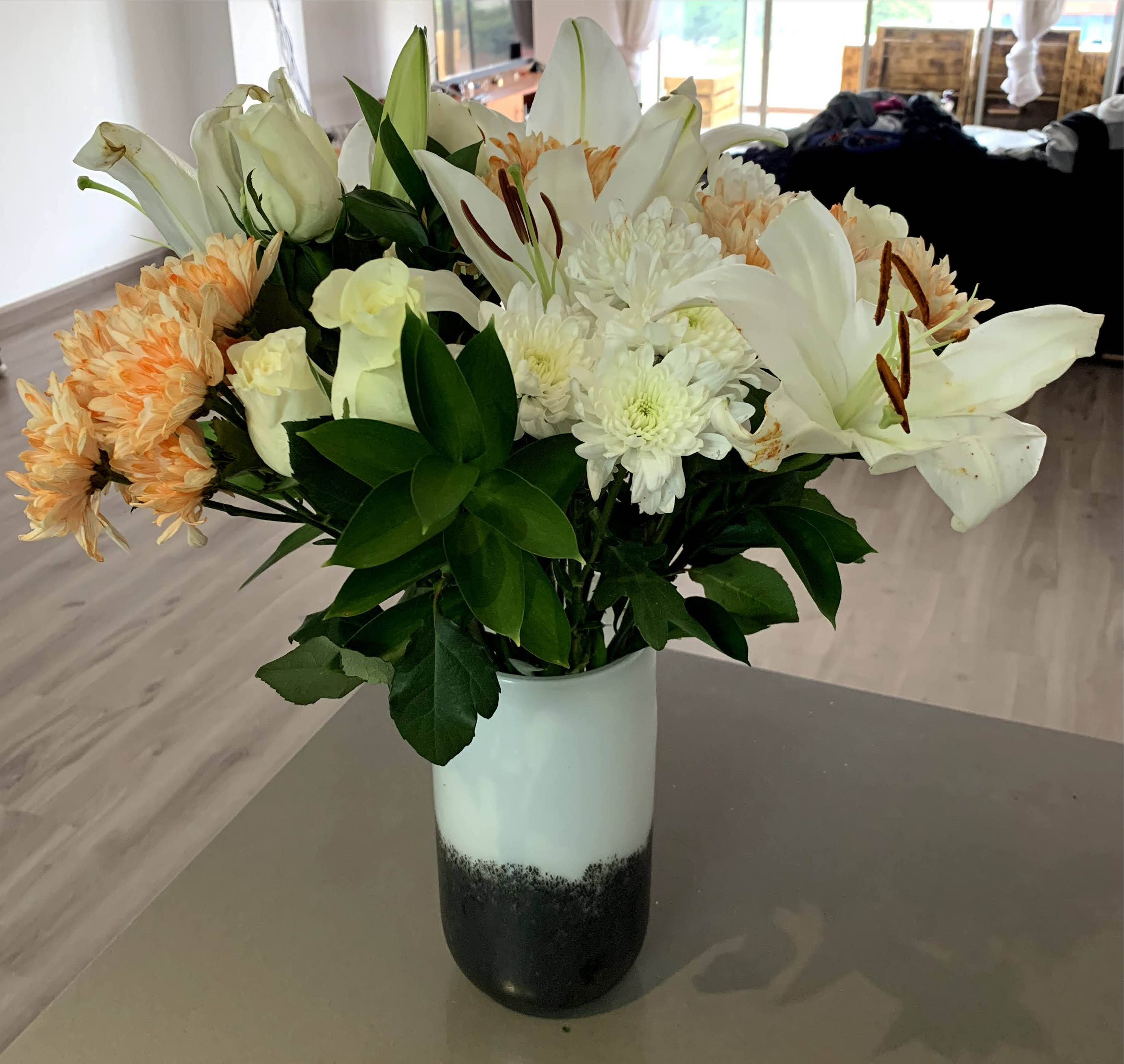 Black and White Ceramic Flower Vase