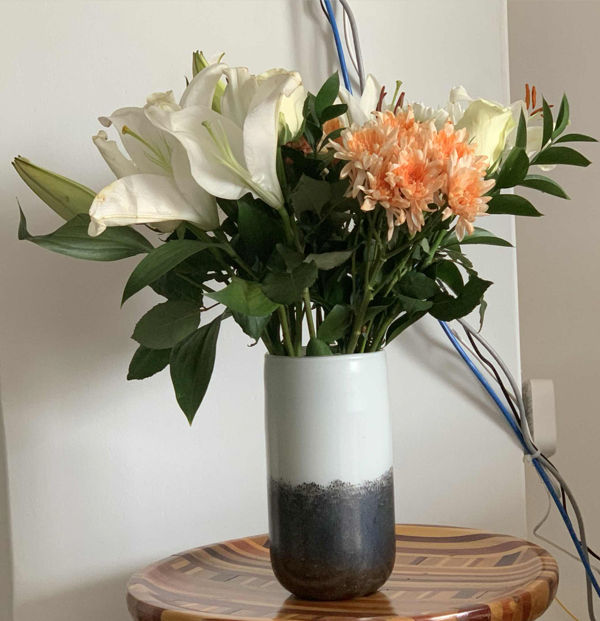 Black and White Ceramic Flower Vase — image 2